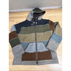 Lost Horizons Hooded Full Zip Fleece Lined Patchwork Sweater Men's Large